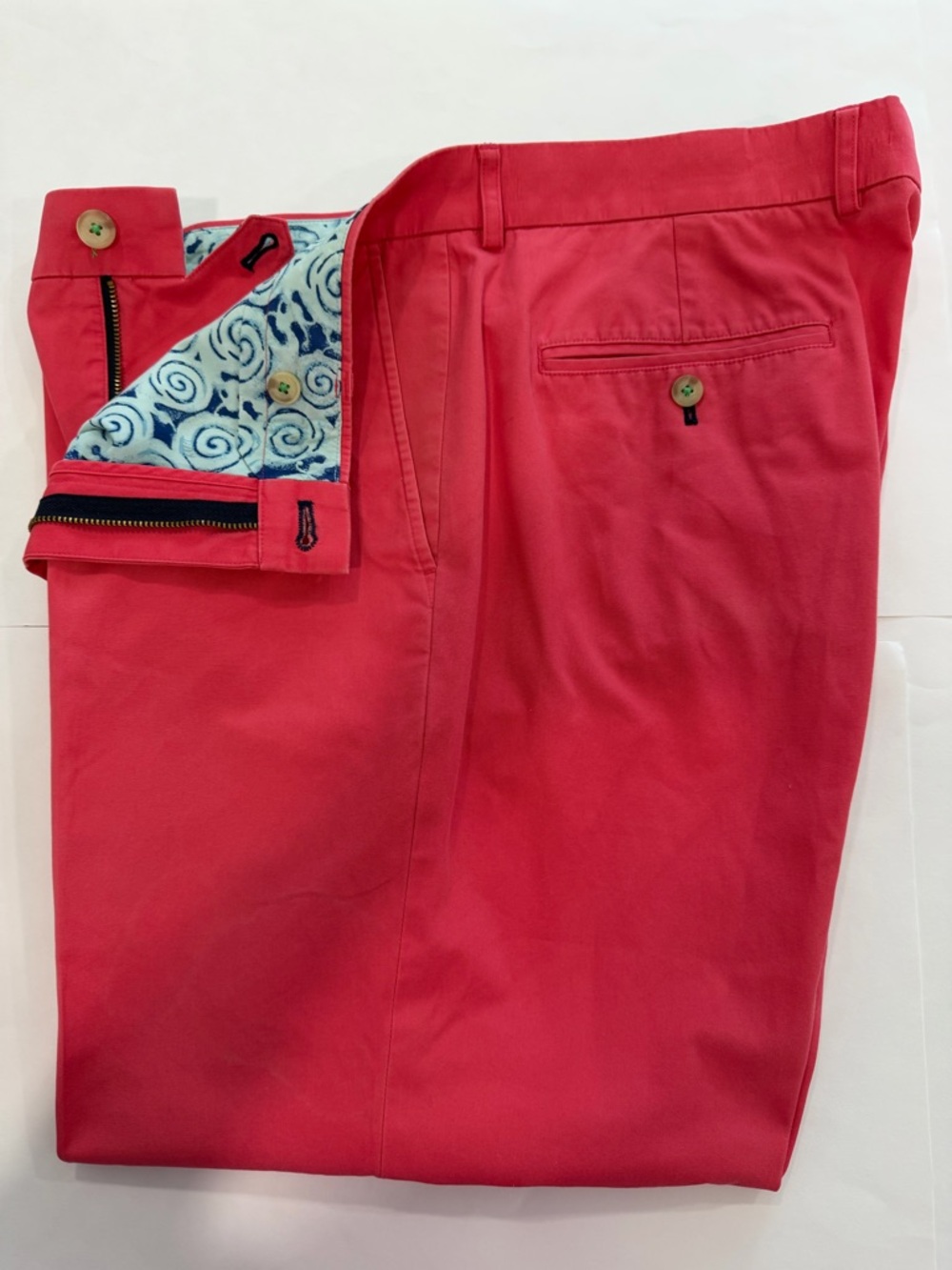 Lilly Pulitzer Phipps Men Coral Pink Flat Chino Cotton Pants Preppy Golf (38)